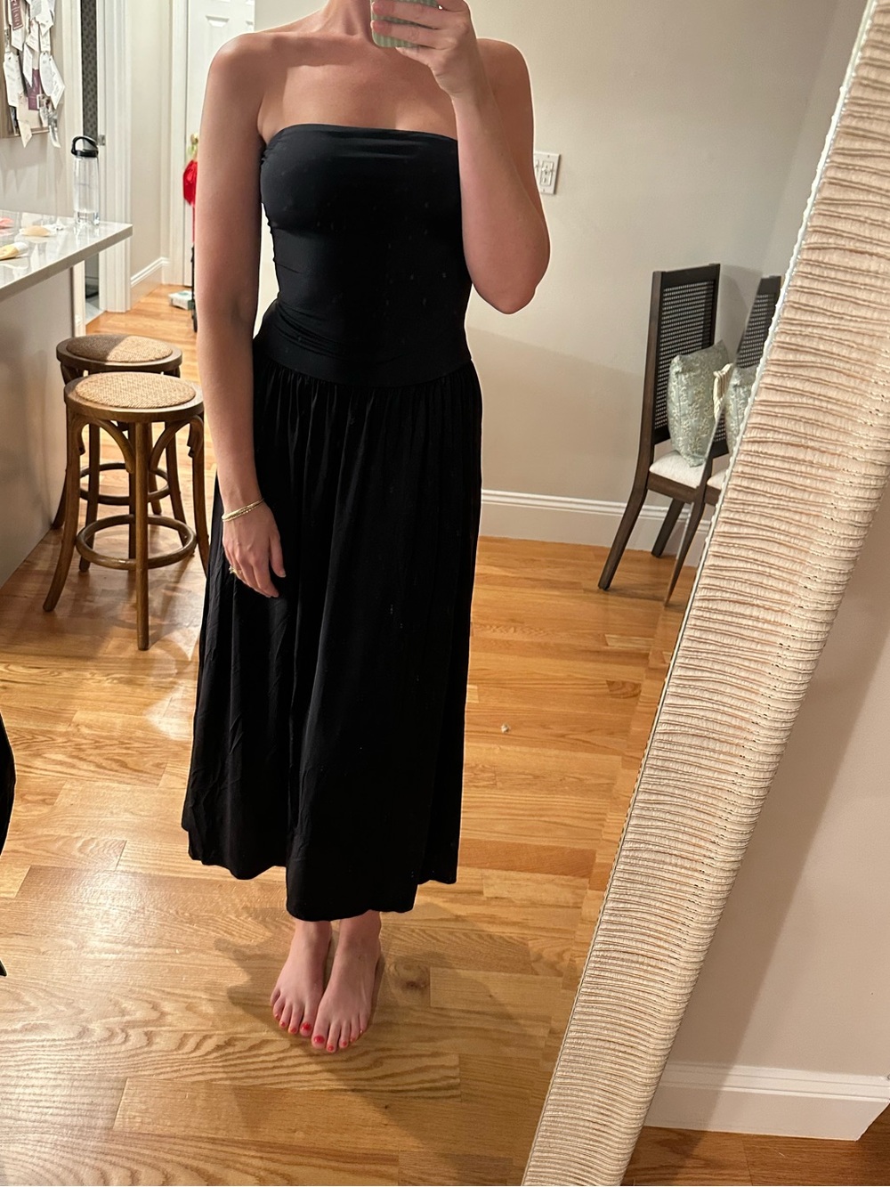 Strapless Black Midi Dress - Classic Summer Style